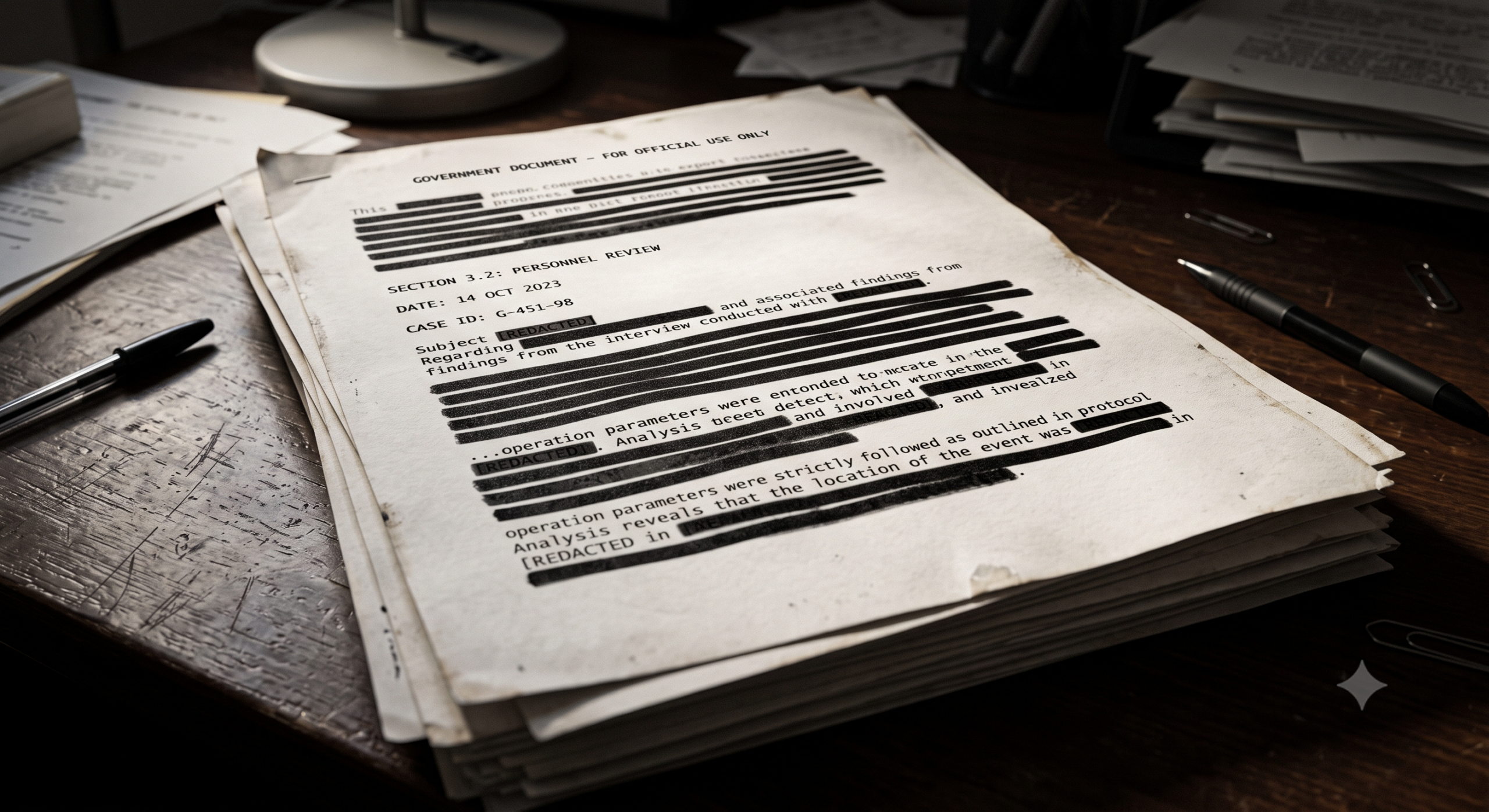 Official government document with black redaction bars over text