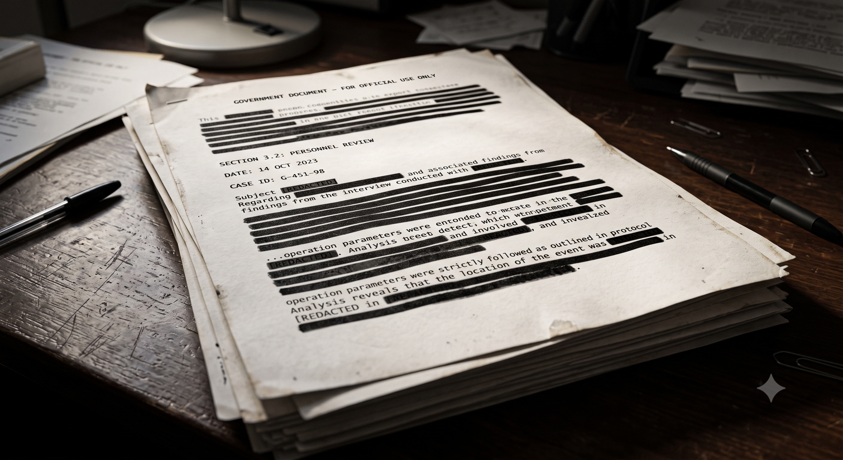 Official government document with black redaction bars over text
